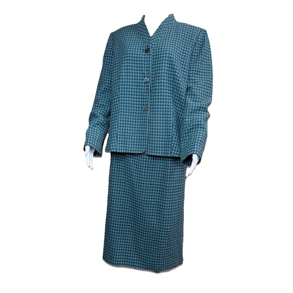 Womens Anna Carole 16 2pc Lined Business Suit Skirt Blazer 100% Silk - Picture 5 of 16